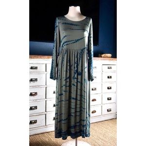 Anthropologie Eliska Tie Dye Blue Midi Dress New S